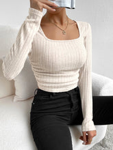 EZwear Square Neck Ruched Side Crop Tee